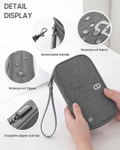Family Passport Holder for Travel, RFID Blocking Travel Wallet with Zipper - color: New Grey