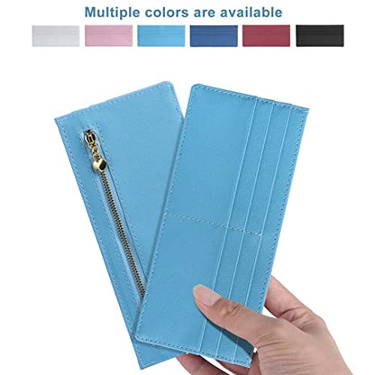 XEYOU Womens Credit Card Wallet Slim Long Zipper Pocket Purse for Coin, Cash, Receipt Multi-function Card Wallet for Ladies - color: Light Blue