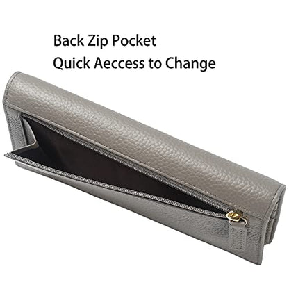 Lavemi Ultra Slim Thin Leather Women Wallet RFID Blocking Credit Card Holder Bifold Long Ladies Billfold - color: 2- Gray
