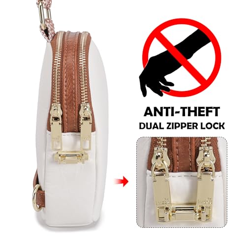 INICAT Anti Theft Crossbody Bag for Women, Small Sling Purse - color: Brown White, size: Small