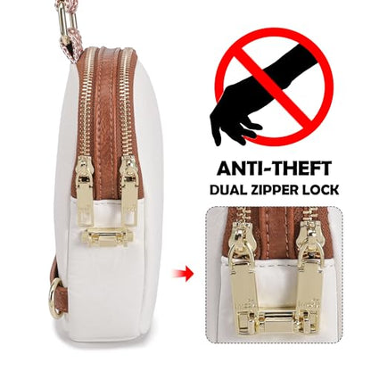 INICAT Anti Theft Crossbody Bag for Women, Small Sling Purse - color: Brown White, size: Small