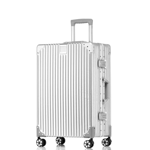 HotWay Zipperless Suitcase with Aluminum Frame, Checked In 22 Inch, Silver - color: Silver, size: Checked in 22inch