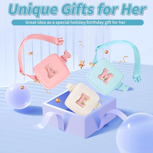 Uygafly 여아용 선물, 아동용 유아용 이니셜 패니 팩 지갑 블루, A - color: 블루.