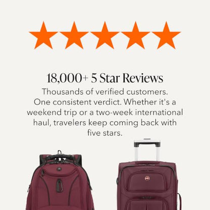 SwissGear Sion Softside Expandable Spinner Luggage Durable Lightweight Travel Suitcase, Merlot, 2-Piece Set (Carry-On/Backpack) - color: Merlot, size: 2-Piece Set (Carry-On/Backpack)