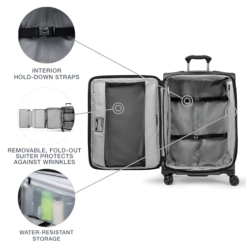 Travelpro Crew Classic Softside Checked Luggage, Grey, 25-Inch - color: Titanium Grey, size: Checked Medium