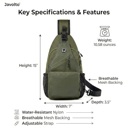 Javolto Crossbody Sling Bag,Small Backpack Men,Hands-Free Shoulder Daypack - color: Army Green