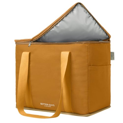 Nook Theory Reusable Insulated Grocery Bag - Leak Proof, X Large Cooler Bag - color: Caramel