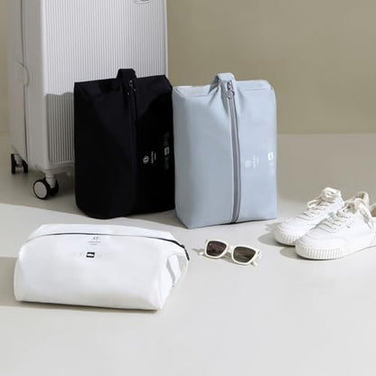tianzong Double-Layer Fabric Wide-Opening Waterproof Travel Shoe Bag with Comfortable Handle (T400+TPU, White) - color: White