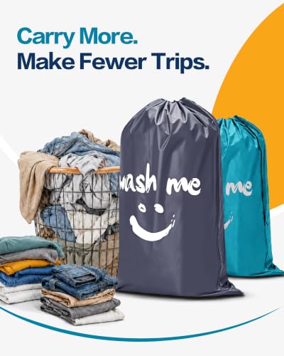 HOMEST 2 Pack XL Wash Me Travel Laundry Bag, Dirty Clothes Organizer, Large Enough to Hold 4 Loads of Laundry, Easy Fit a Laundry Hamper or Basket, Grey - color: (2 Pack - Wash Me) Grey