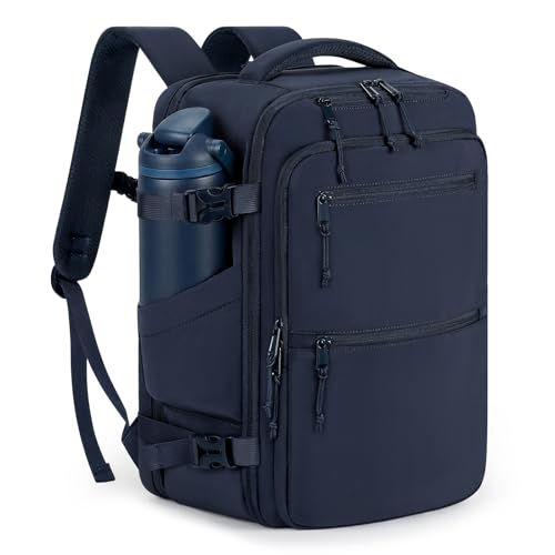 mibasies 30L Airline Approved Travel Carry On Backpack, fit 15.6" Laptop - color: Navy, size: Large