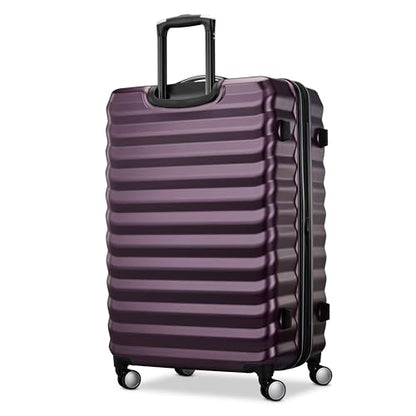Samsonite Hard-Sided 20 & 28 Inch 2-Piece Lightweight Checked Large Expandable Element Suitcase Set: Durable, 360° Spinner Wheels, Adjustable Telescopic Handle, TSA-Approved Lock - Dusk Purple - color: Dusk Purple, size: 2-Piece Set (20"/28")