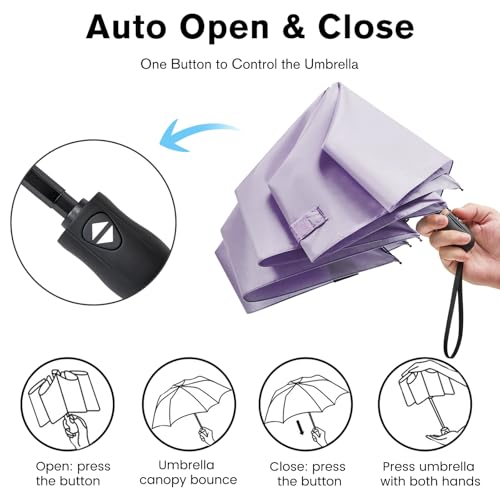 G4Free 40 Inch Travel Compact Umbrella Mini Sun UV Protection Umbrella - color: Light Purple
