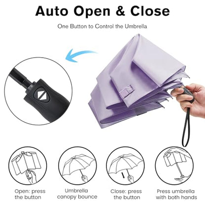 G4Free 40 Inch Travel Compact Umbrella Mini Sun UV Protection Umbrella - color: Light Purple