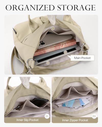 Small Tote Bag for Women, Mini Crossbody Purse Work Shoulder Bags - color: Khaki