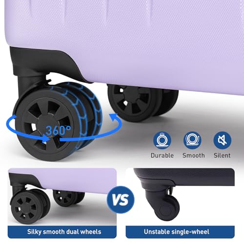 KYME 24-Inch Medium Luggage Checked TSA Approved Suitcase,24",Light Purple - color: Light Purple, size: 24" Checked