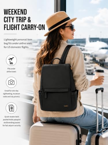 Anti Theft Backpack Purse for Women Lightweight Casual Travel Daypack Black - color: Black