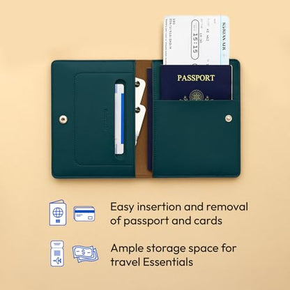 carrotez Premium RFID Blocking Leather Passport Cover – Dark Green - color: Dark Green