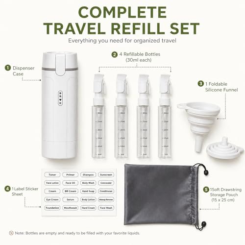 4 in 1 Travel Dispenser Bottle, Green - color: Green