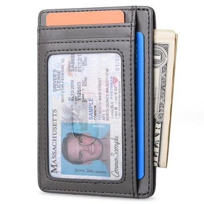 Buffway Slim Minimalist Front Pocket RFID Blocking Leather Wallets for Men and Women - Alaska Grey - color: Alaska Grey