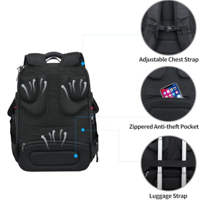 KROSER Laptop Backpack 17.3 Inch Computer Backpack for Men-Black Burgundy - color: Black/Burgundy, size: 17.3 inch