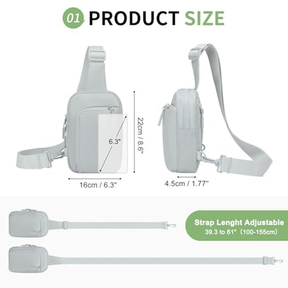 Mini Sling Bag for Men Women Fits for 6.3" Phone, Light Grey - color: 2 Pocket-light Grey