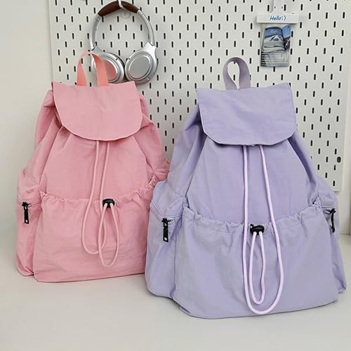 Yitengteng Lightweight Drawstring Backpack, Nylon Travel Daypack,Multi-Purpose Gym Hiking Rucksack for Women Men (Black) - color: Black