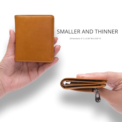 Alldaily Small RFID Wallet for Women Slim Compact Bifold Pocket Ladies Travel Mini Purse (Brown) - color: Brown