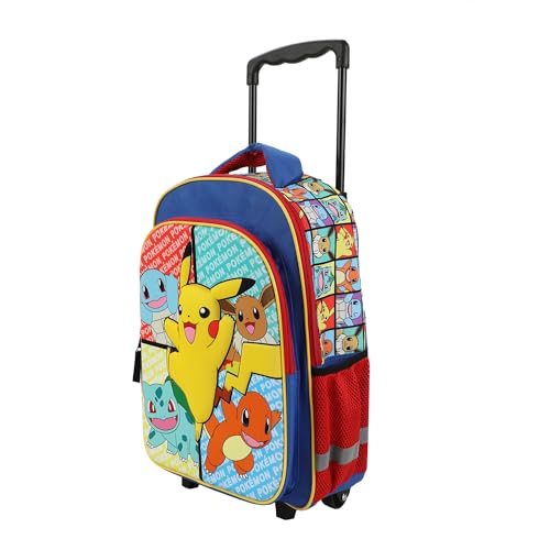 Bioworld Pokemon Pikachu And Favorite Characters 16" Youth Rolling Backpack - color: POK Characters