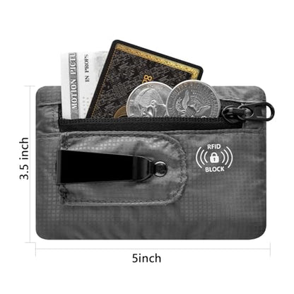 KOSMCCO RFID Blocking Clip Stash Pocket Travel Belt Wallet, Grey, Medium - color: Grey, size: Medium (3.5x5.2")