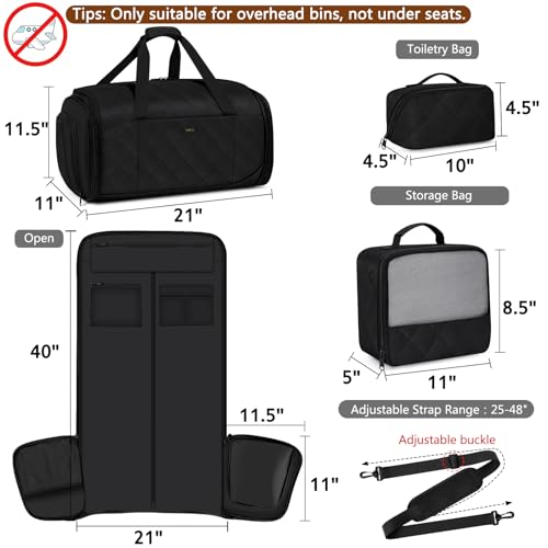 Convertible Garment Bag for Travel, 4-in-1 Backpack for Women Men, 3pcs 50L - color: D2-Black