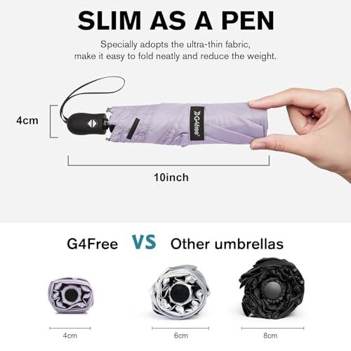G4Free 40 Inch Travel Compact Umbrella Mini Sun UV Protection Umbrella - color: Light Purple