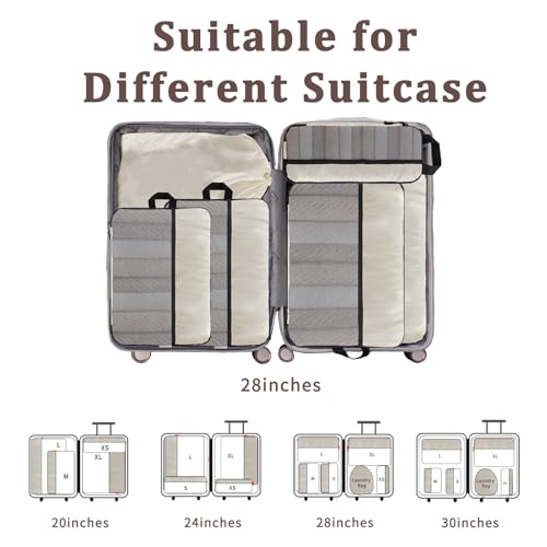 U+U 6 Set Compression Packing Cubes, Travel Organizers (Cream) - color: Cream, size: 6 Set