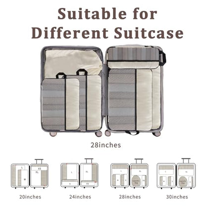U+U 6 Set Compression Packing Cubes, Travel Organizers (Cream) - color: Cream, size: 6 Set