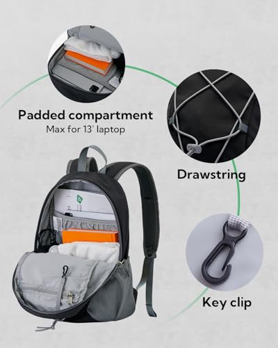 WATERFLY Small Hiking Backpack: 12L Outdoor Daypack For Women Men Teenager - color: Grey