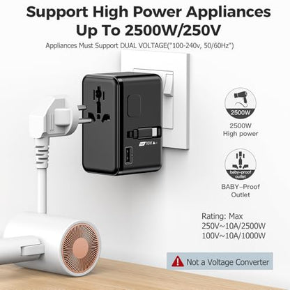 JMFONE 70W GaN Travel Adapter with Built-in USB-C Cable - color: 70W Black-Gray