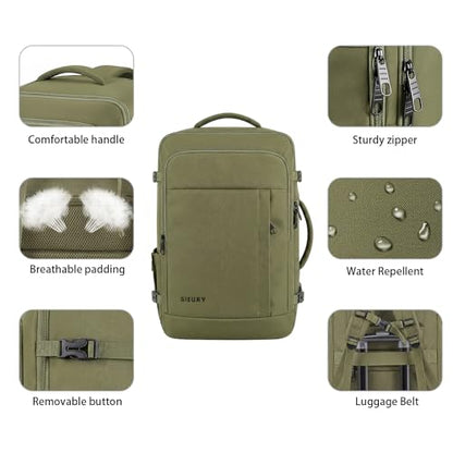 Carry On Backpack, Extra Large 50L Expandable Travel Backpack for Men Women - color: Army Green, size: 2X-Large(20"x14"x10")