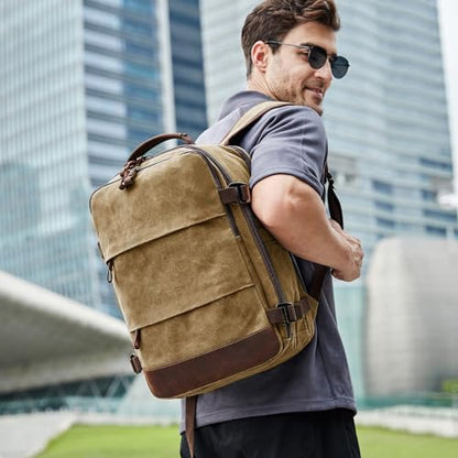 BOVIP Travel Backpack for Men Carry On Backpack Flight Approved Personal Item Backpack, 17 inch Laptop Backpack Casual Daypack Weekender Business Hiking Backpack, Brown - color: Brown, size: 17 inch