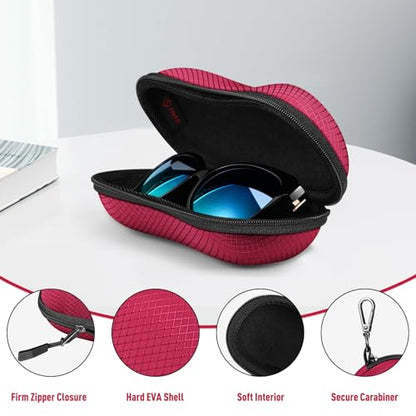 FINTIE Sunglasses Case, Hard EVA Shell Shockproof Sport Glasses Case - color: Red