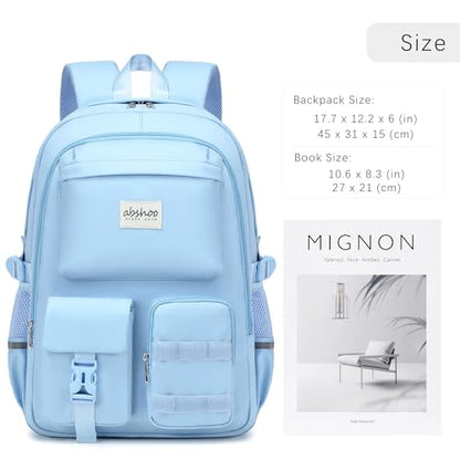 abshoo School Backpack for Girls Teen Elementary Middle High School Bookbag - color: Light Blue