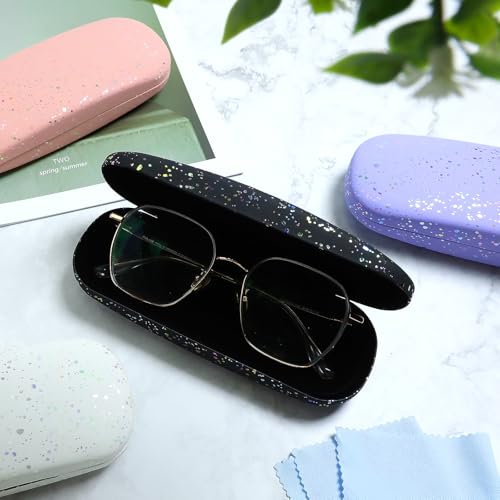 Eyeglass Case Hard Shell,Hard Sunglass Cases with Cleaning Cloth for Women,Glitter Protective Case - color: Style 3