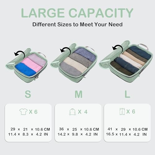 Cipway Compression Packing Cubes (3 Piece,Sage Green) - color: Sage Green, size: 3PCS