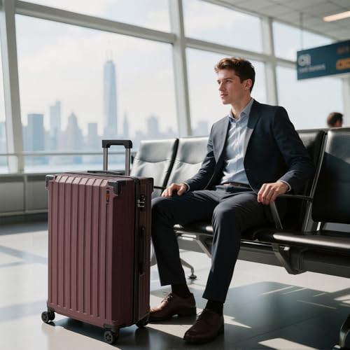 Eeeza Luggage Sets 5 Piece,Lightweight Durable Hardshell,20/24/28 Inch - color: Burgundy