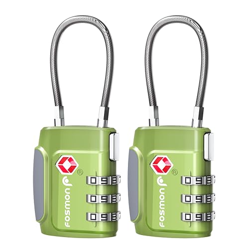 Fosmon TSA Approved Cable Luggage Locks, 3 Digit Combination, 2 Pack - style: 3 Digit green 2 pack