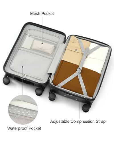 MILADA 28 Inch Expandable Checked Luggage, Large Hard Shell Suitcase - color: Jet Black, size: Checked Large 28 Inch