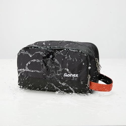 Gonex Travel Toiletry Bag for Men, Water Resistant Dopp Kit for Toiletries - color: Black & Orange