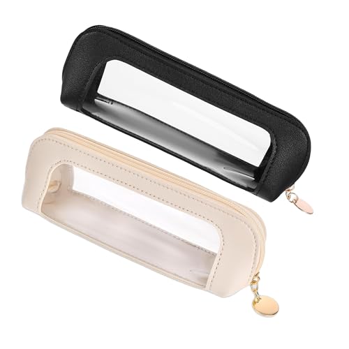 JMKEY PU Clear Waterproof Makeup Bag Double Side Travel Cosmetic Organizer - color: Black,White