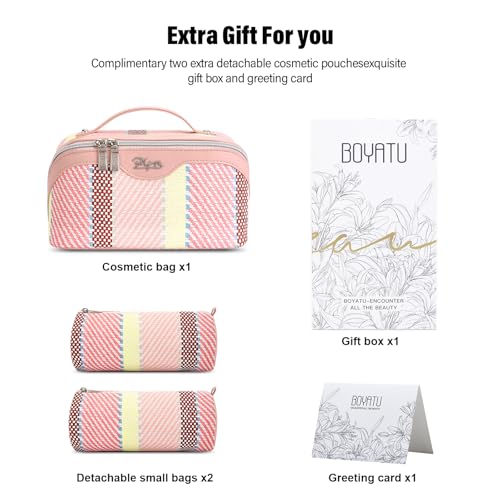 BOYATU Makeup Bag, Makeup Organizer, Toiletry Travel Bag for Women - Pink - color: C-3-Pink