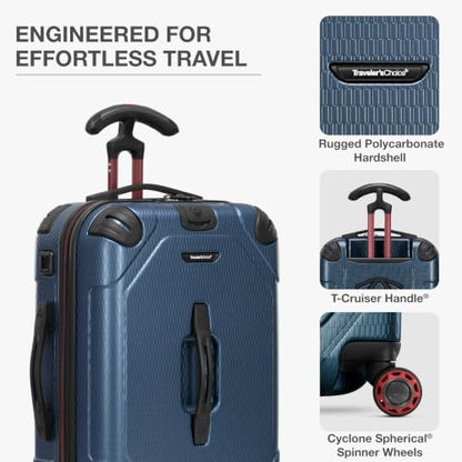 Traveler's Choice Maxporter II Polycarbonate Hardside Trunk with Spinner Wheels, Navy, 22-Inch Carry-on Luggage - color: Navy, size: 22-inch Carry-on Luggage