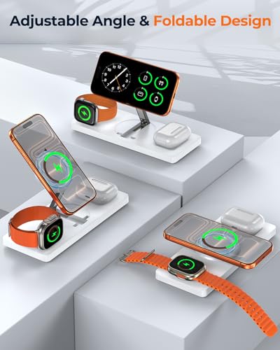 Foldable 3-in-1 Wireless Charging Station for Apple Magsafe Charger Stand