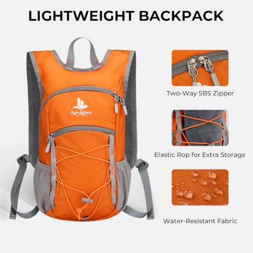 14L Small Hiking Backpack, Packable Travel Daypack for Men Women - color: Orange